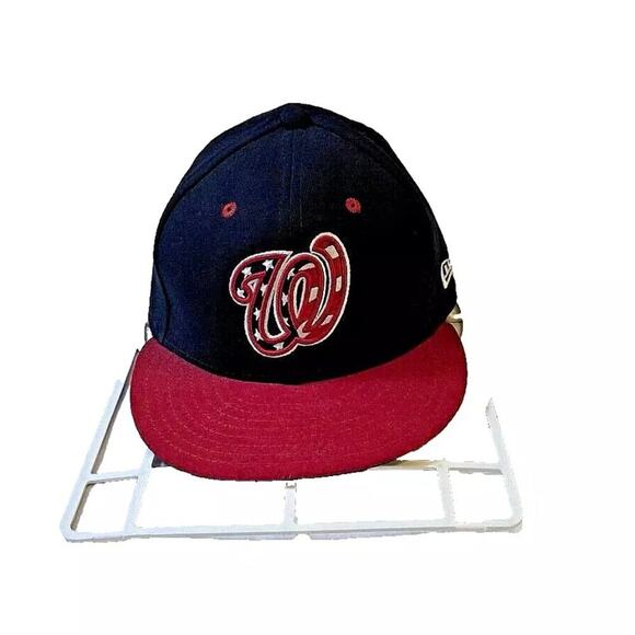 New Era 59Fifty Washington Nationals Hat/Cap Size 7.5 USA Flag Logo MLB 4th July - Picture 2 of 7